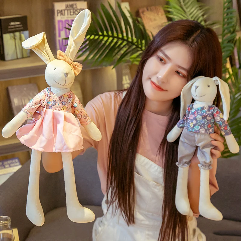 

40CM Cute Korean Couple Rabbit Stuffed Animal Doll Plush Toys Brinquedo Pillow Soft Birthday Gifts Home Decor For Kids Girls