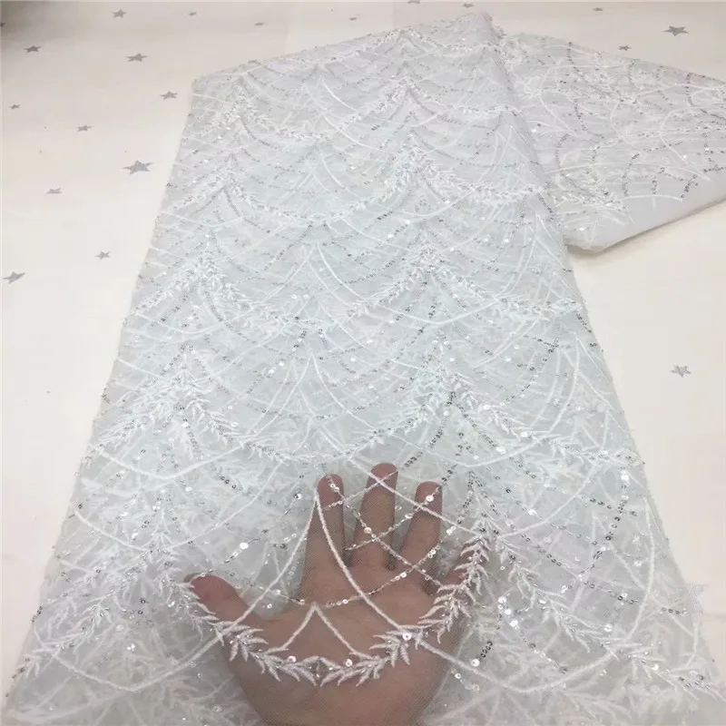 

African Lace Fabrics 2020 High Quality Lace Sequins Green Nigerian Sequence Lace Fabrics French Tulle Lace Fabric pink/gold