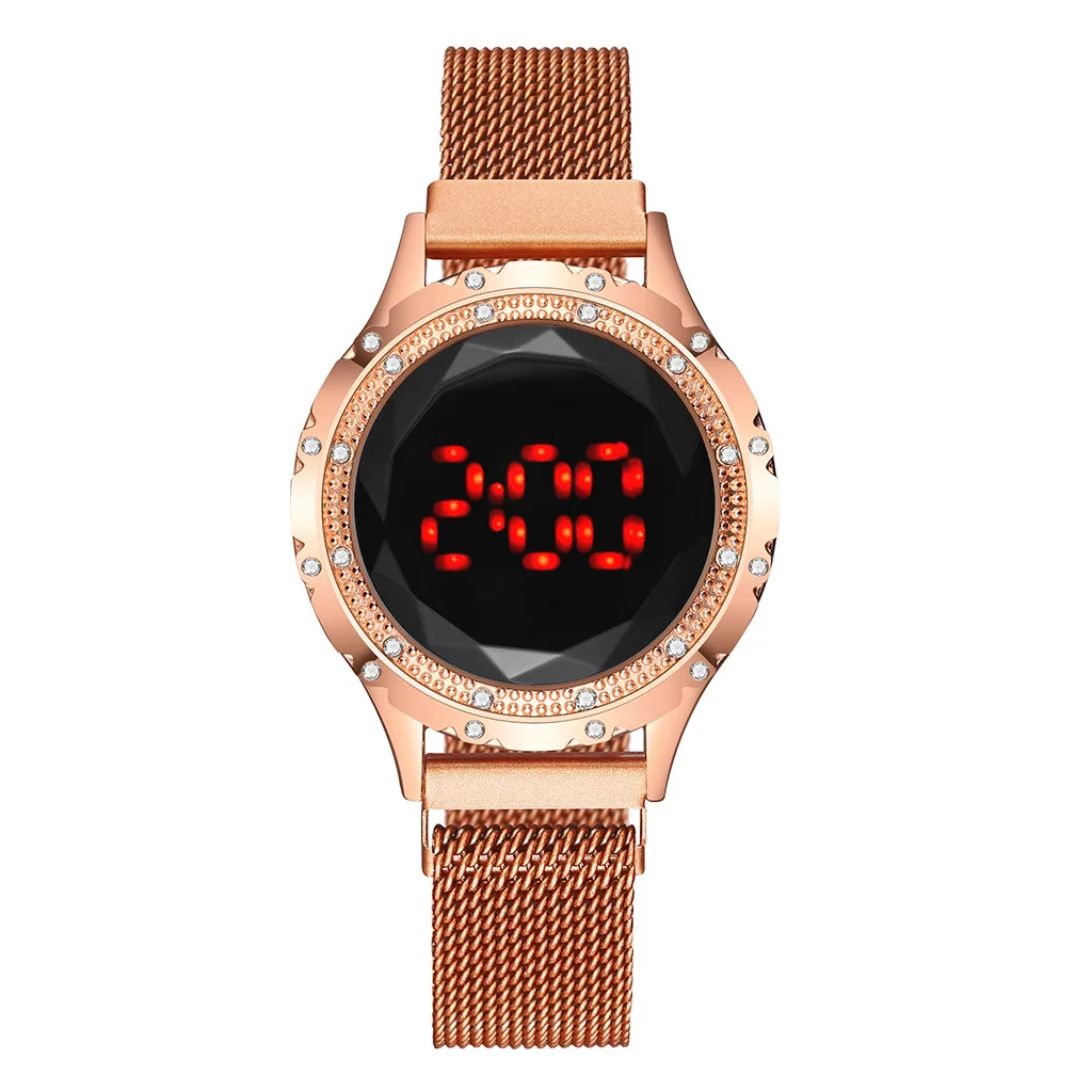 

New Arrivals Woman Fashion Designers Trendy And Fashionable Led Girls Watch With Diamond Mesh And Magnet Buckle Free Shipping