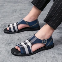 men sandal shoes slipper sneakers free shipping design soft leather plaid buckle new casual breathable beach pools shoes for man