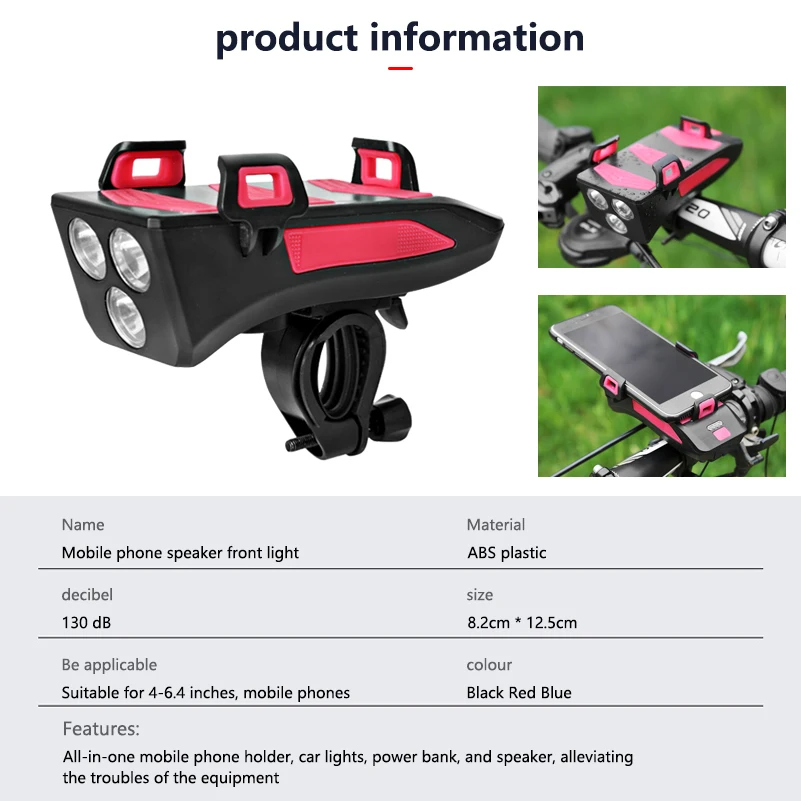 

Bicycle Phone Holder Bike Light Powerbank Phone Charger Stand Bike Horn Cellphone Bracket for MTB Cycling Bike Phone Accessories