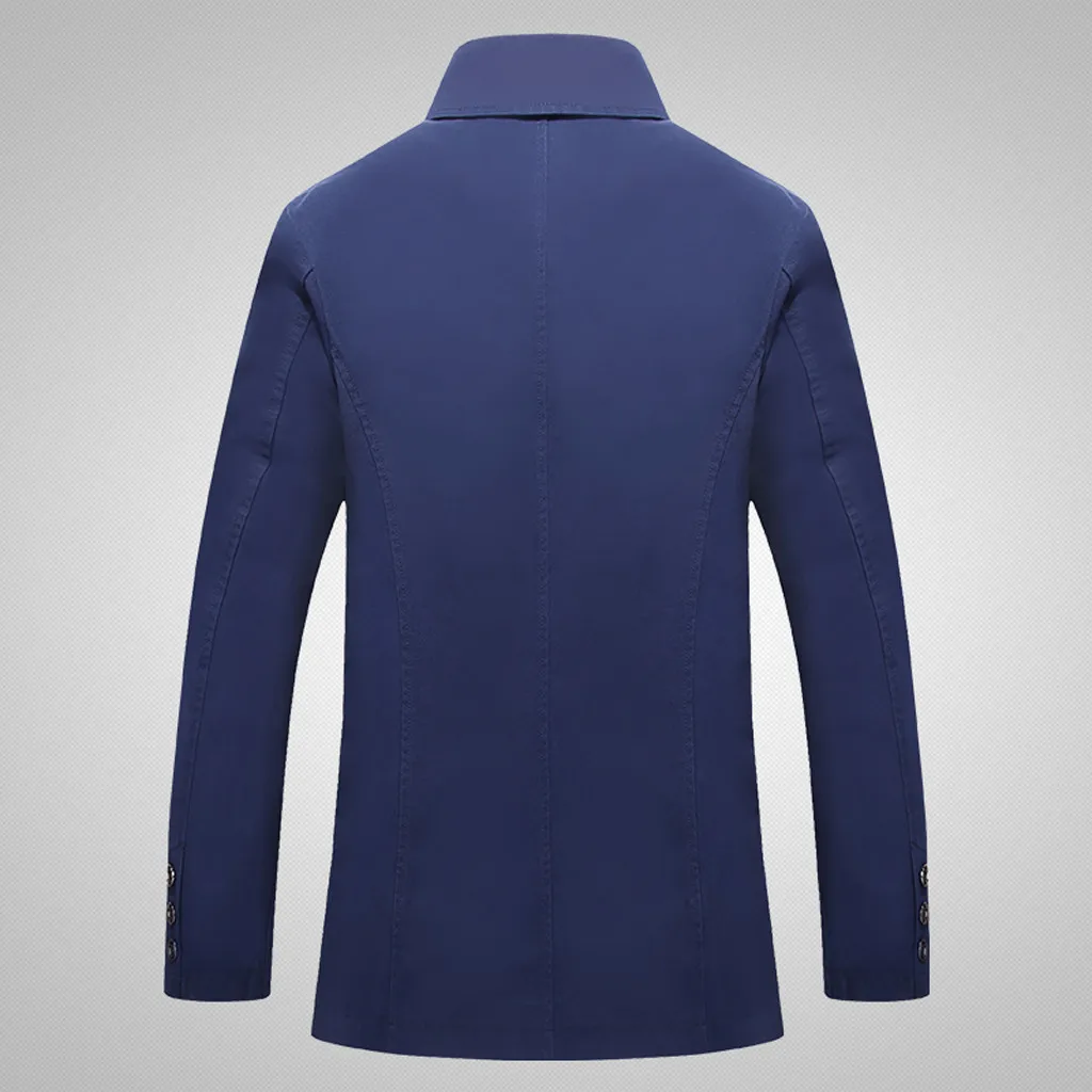 

Men's Autumn Winter Business Casual Pure Color Medium Length Windbreaker Coat veste homme *
