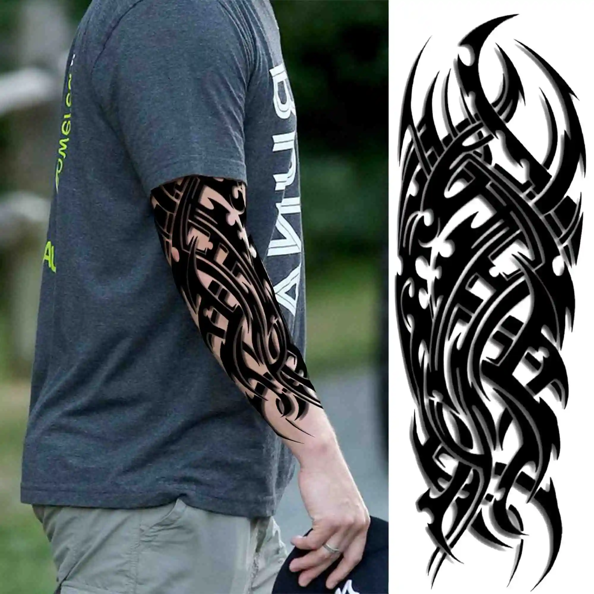 

Sexy Rose Moon Flower Temporary Tattoos Sleeve For Women Men Adult Cross Full Arm Tattoo Sticker Fake Compass Waterproof Tatoo