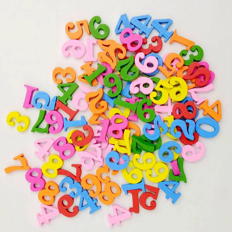 100Pcs Mixed Color Digital Shape 15mm Wooden Buttons Multifunction DIY Craft Scrapbook Appliques Accessories Sewing Supplies | Дом и сад