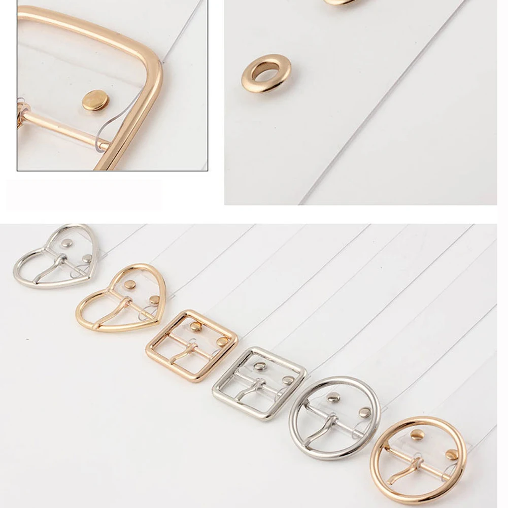 

Fashion Clear Heart Belt Women Simple Design Plastic PVC Transparent Dress Belts For Jeans Metal Pin Buckle Trouser Waistband
