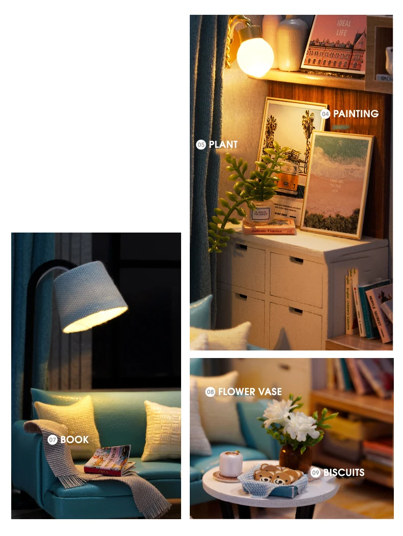 Кукольный дом мебель DIY Миниатюрная модель пылезащитный чехол 3D Деревянный кукольный домик рождественские подарки игрушки для детей дневник котенка H013# E