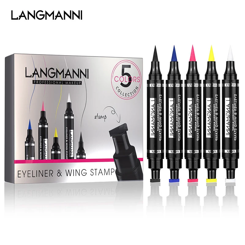 

5pcs 2 In1 Eyeliner Stamp Liquid Eyeliner Pencil Makeup Colorful Stamps Seal Pen Stamp Eye Liner Pencil Cosmetics TSLM1