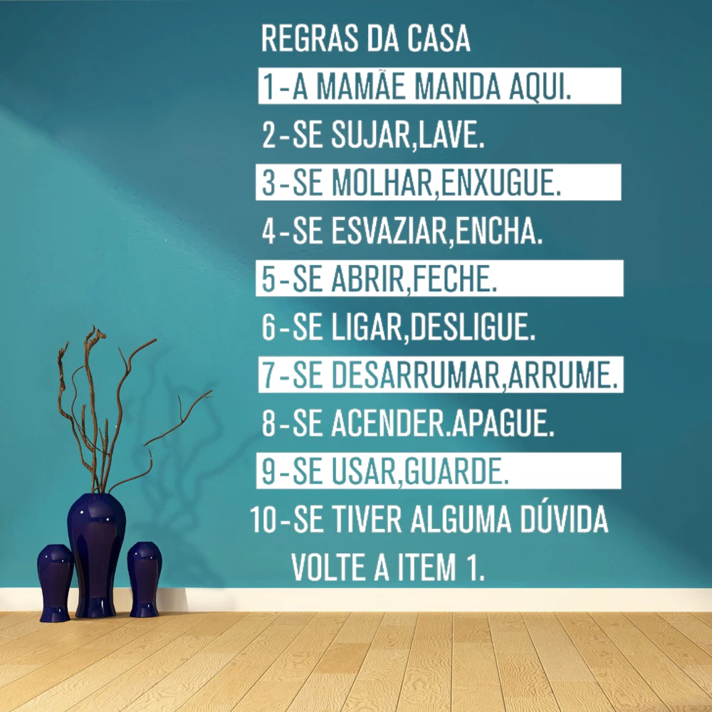 

Creative Home Decoration Portuguese Language House Rules Wall Art Decals Removable Family Rule Stickers Poster Decor HY1997