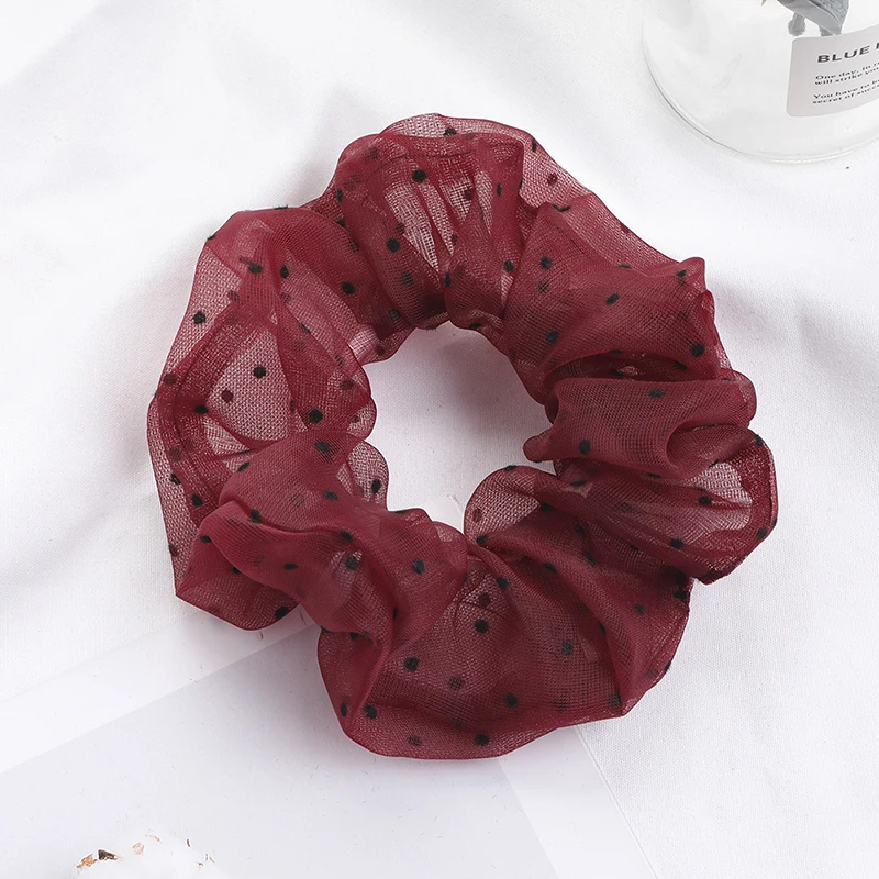 

New Organze Dot Mesh Hair Scrunchies Women Rubber Bands Ponytail Holder Elastic Hair Ties Hairband Hair Accessories for Girls
