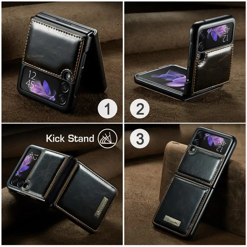 Kup Etui Na Telefon Do Samsung Z Flip 3 Okładka Pełna Ochronna Biznes Szczupła Skórzana Skóra Do Galaxy Z Flip 3 Etui Z Mikrofibry