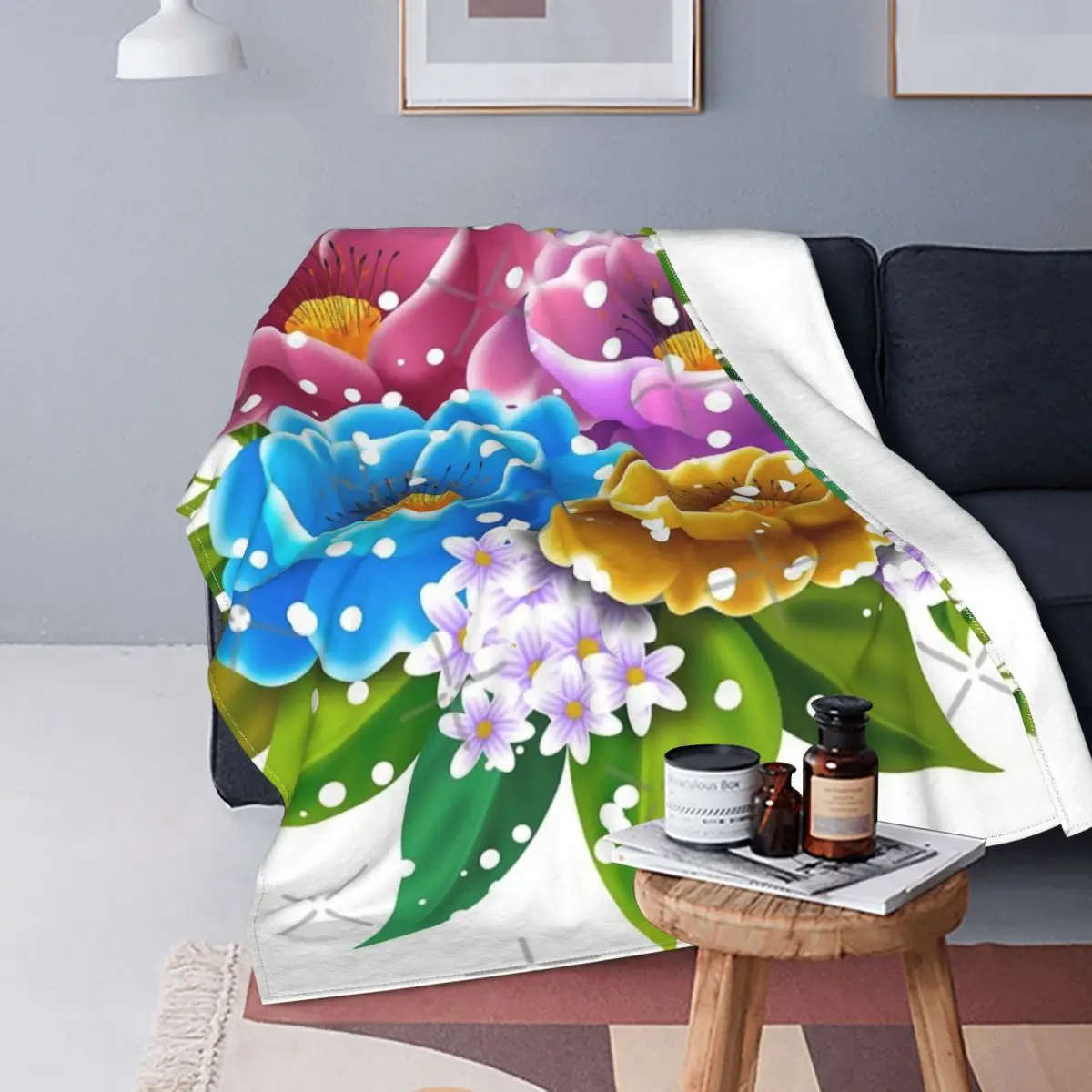

Manta artística con diseño de flores, colcha para cama, manta a cuadros, manta para cama, colcha para Picnic, 220x240