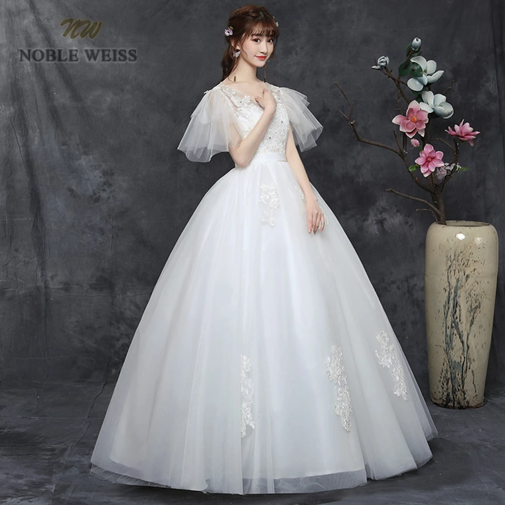 

new style wedding dress simple appliques v-neck cap sleeves a-line bridal dresses