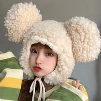 mickey big ear cashmere bomber hats women fluffy hat with ears autumn winter cute pullover earmuffs warm cap s2592