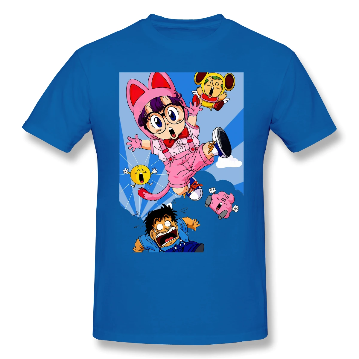 

Men Dr Slump Japanese Manga Black T-Shirt Funny Characters Pure Cotton Tees Harajuku TShirt