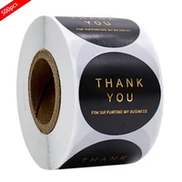 1 5inch black round thank you sticker 500pcs gold foil paper envelope seal labels stickers scrapbook stationery supplies labels