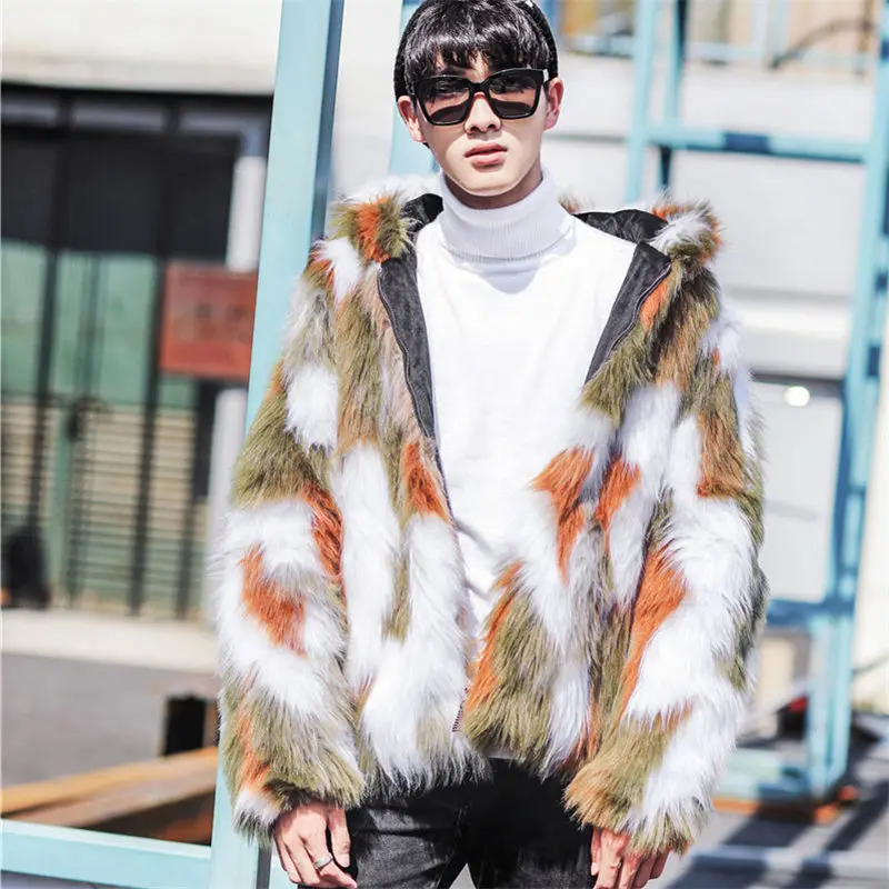 Куртка мужская зимняя из искусственного меха норки с капюшоном|Мужские парки| |