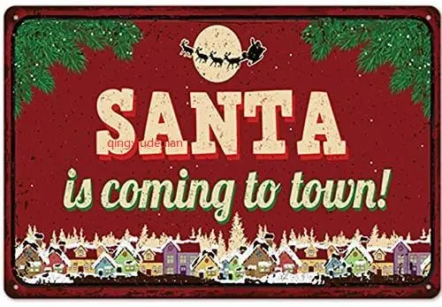 Металлический Ретро-постер zmkdlc приближается в город, Рождественский Декор, металлический знак, жестяной плакат, металлическая пластина, украшение для дома