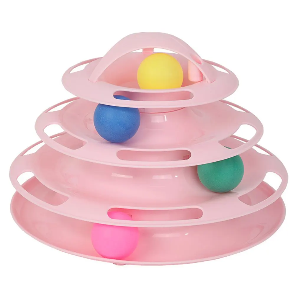 Funny Pet Interactive Toy Cat Colorful 4-Layer Plastic Tower Tracks With Balls For IQ Traning Ball Training Amusement Plate | Дом и сад