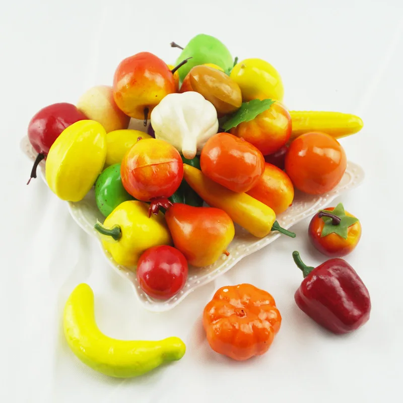 

10Pcs Artificial Mini Simulation Fruit Ornaments Kitchen Living Room Foam Fake Fruit Christmas Halloween Party Table Decor Fruit