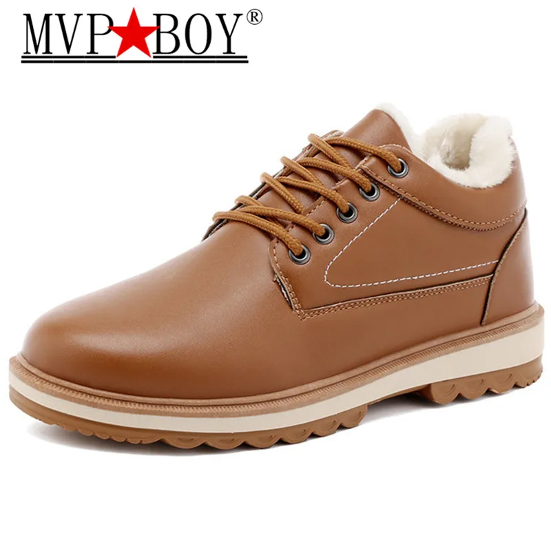 Зимние теплые меховые мужские ботильоны на плоской подошве обувь для мужчин