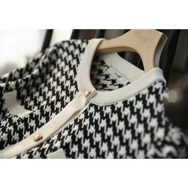 Женская одежда с узором гусиные лапки женский костюм джемпер Укороченный