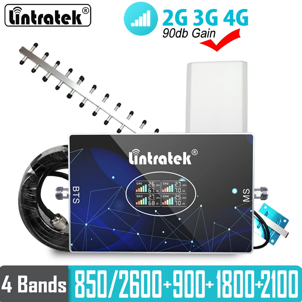 Усилитель сигнала Сотовый усилитель GSM Eruope 90db 4G 4 диапазонный 2G 3G UMTS 900 Band3 1800 WCDMA HSPA