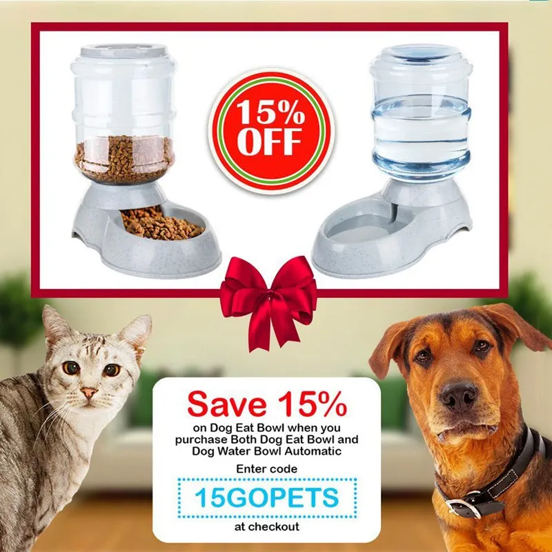 

3.5L Large Automatic Pet For Cats Dogs Plastic Dog Food Bowl Pets