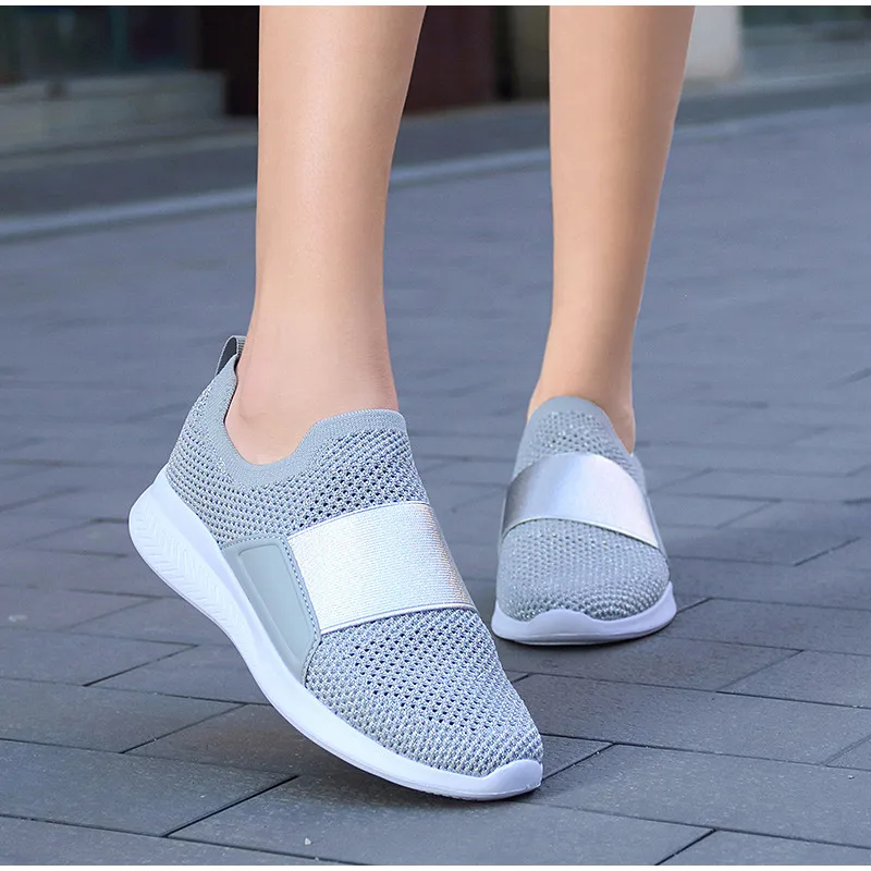 Woman Sneakers Mesh Breathable Women Knitted Shoes Ladies Causal Flats Autumn Fashion Female Comfort Footwear Vulcanized Shoes