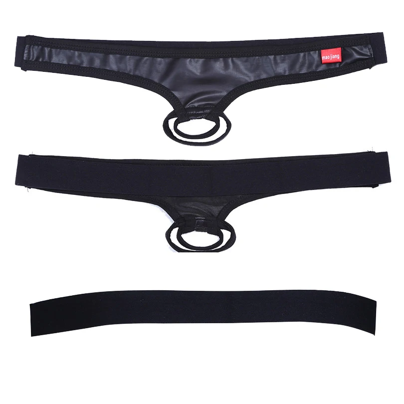 Сексуальное гей кольцо для пениса бандаж стринги черное увеличенное мужское