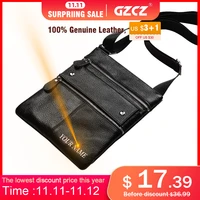 gzcz famous brand leather mens bag casual business mens messenger bag high quality zipper crossbody bag bolsas male for ipad