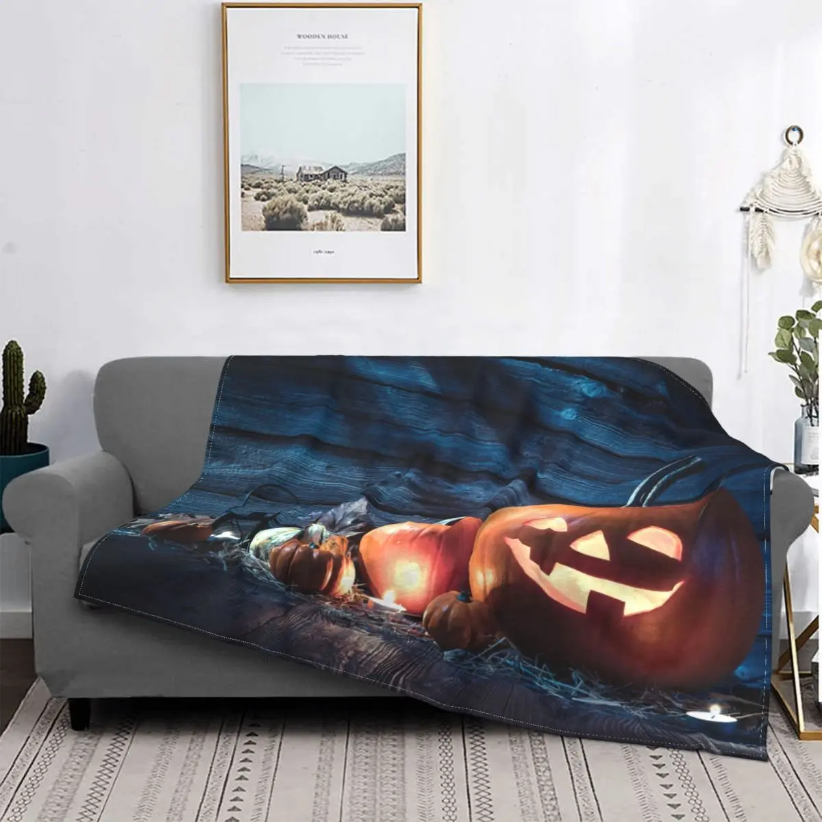 

Happy Halloween Fun Festival Death Portable Warm Throw Blankets for Bedding Travel
