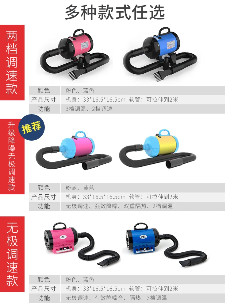 저렴한 휴대용 개 건조기, 애완 동물 물 송풍기, 대형 개 헤어 드라이어 건조기, 개 목욕, 드라이어, 고출력 음소거 없음