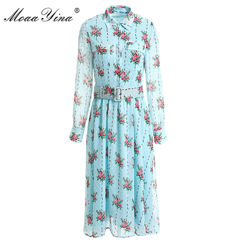 Женское дизайнерское платье MoaaYina элегантное для отпуска с длинным рукавом и