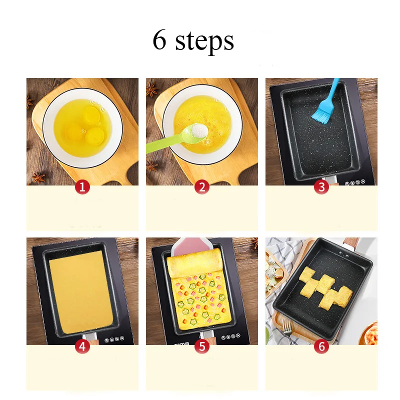 Retangular Omelette Pan Tamagoyaki Non Stick Frying Egg Anti-Scalding Handle Japanese Pancake Maker Pot Kitchen Cookware | Дом и сад