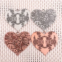 zinc alloy carved heart shaped metal pendant charms for jewelry making handmade diy necklace and bracelet accessories