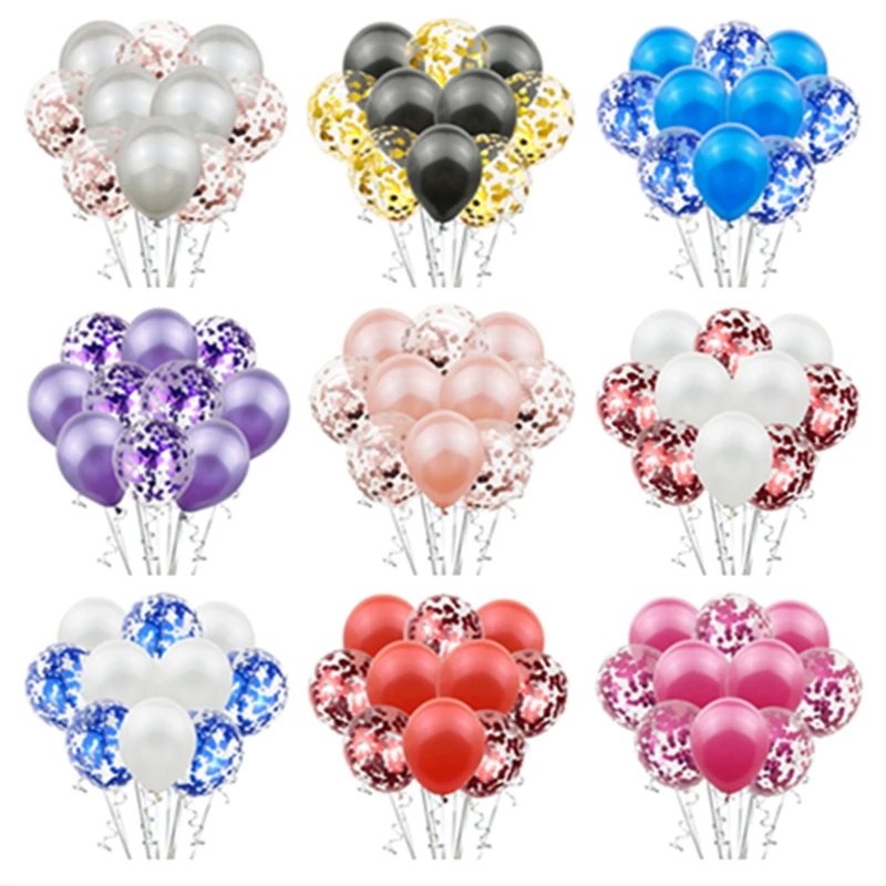 

10pcs 12“rose gold sequins latex balloon set wedding party decoration balloons happy birthday party celebration helium balloons