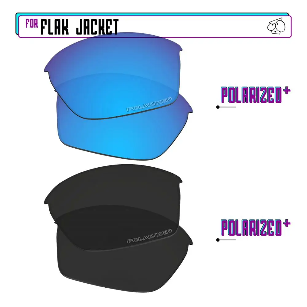 EZReplace Polarized Replacement Lenses for - Oakley Flak Jacket Sunglasses - BlackPPlus-BluePPlus