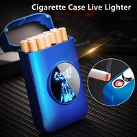 new windproof resin cigarette case lighter rechargeable usb lighter 19pcs tobacco storage holder men smoking gadgets