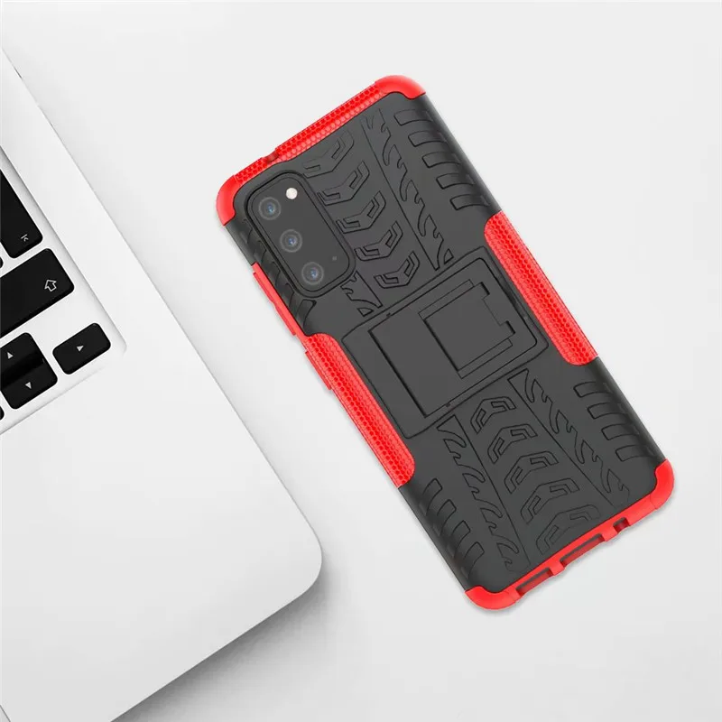 

For Samsung Galaxy S20 FE S 21 20 Ultra Case Heavy Duty Armor Silicon Back Phone Case for Samsung S21 S20 Plus Stand back cover