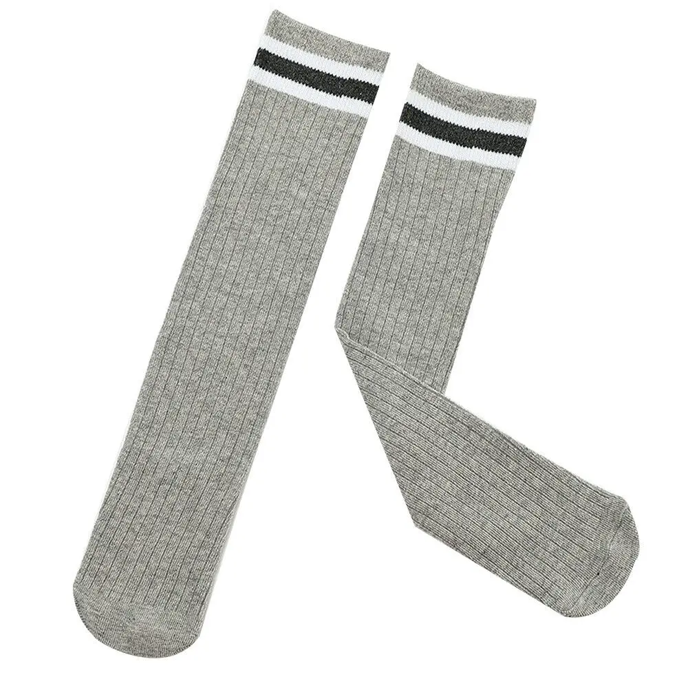 Осенне-зимние теплые Полосатые чулки для маленьких девочек эластичные милые