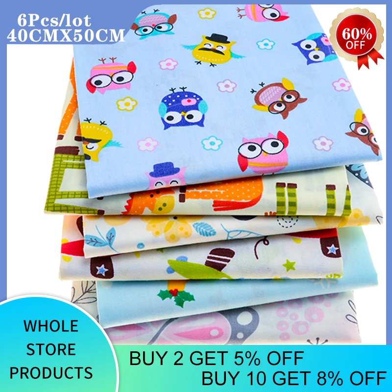 Серия сов с животными саржевая хлопчатобумажная ткань принтом Лоскутная Ткань