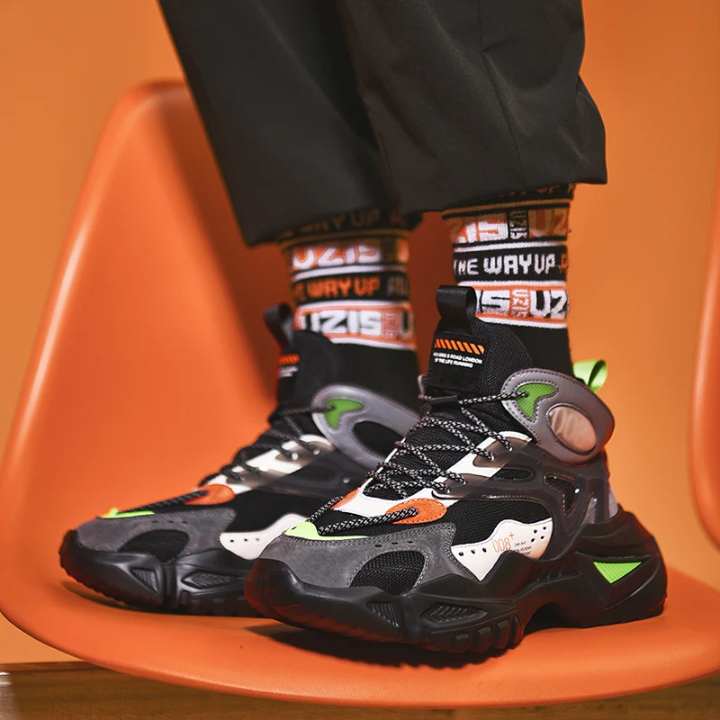 Beli Pria Basket Sepatu Tinggi Atas Kaus Kaki Olahraga Sepatu Pelatihan Pergelangan Kaki Breathable Olahraga Outdoor Sepatu Pria Sneakers Pria Basket Sepatu
