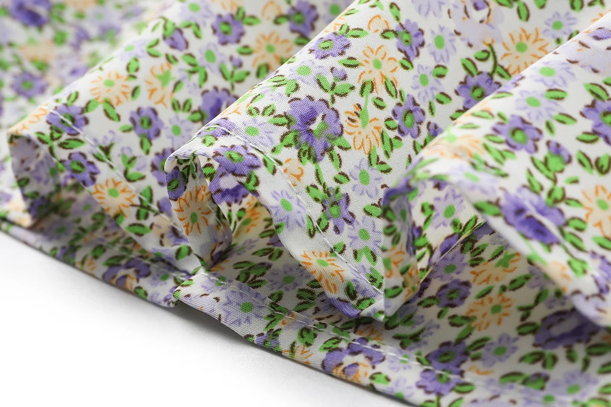 

2021 Spring Summer New Fresh Suit O Neck Loose Casual Bloouse + Chic Floral Print Camis Dress Sweet Elegant 2 Pcs Women Set