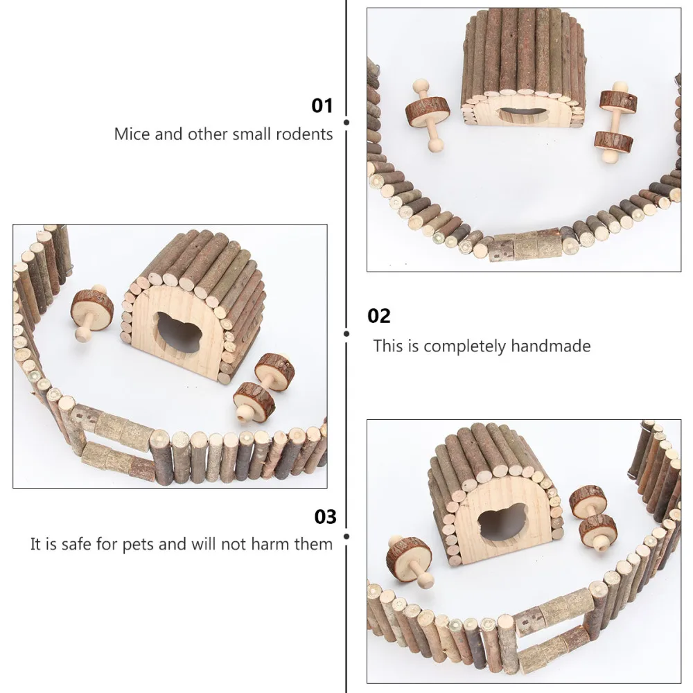 

1 Set 6Pcs Wooden Simulation Fence Animals Toys Chewing Plaything for Pet Play