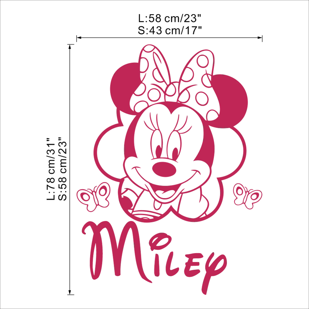 

Disney Personalized Name Mickey Minnie Mouse wall Decals Nursery Girl Room bedroom accessories Decor Cute Cartoon Wall stickers