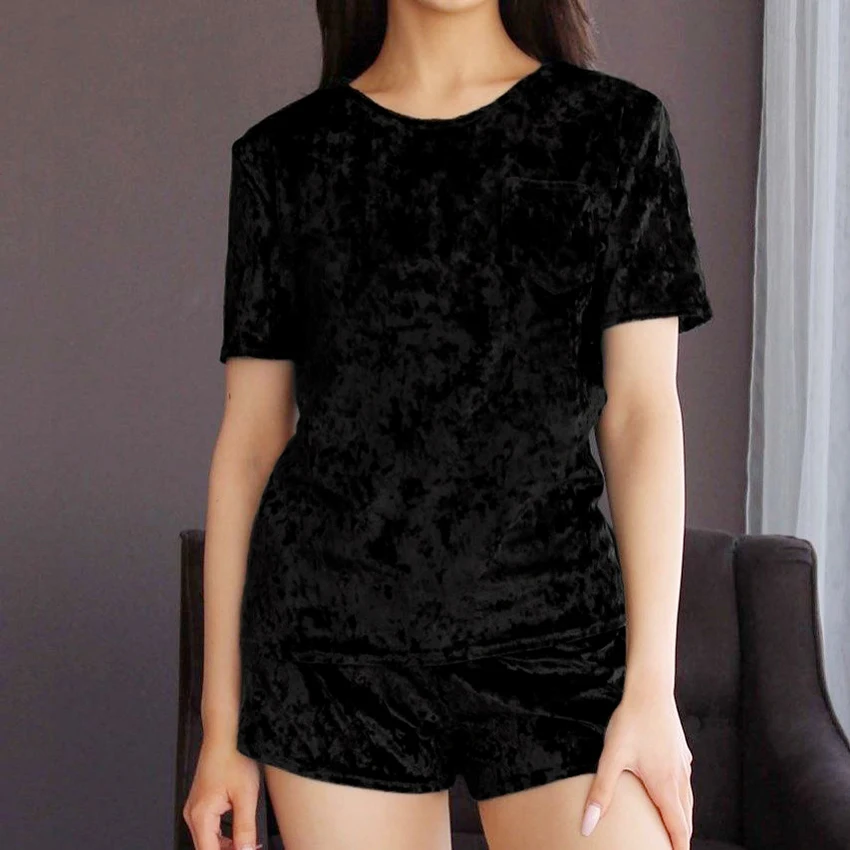 HiLoc бархатный теплый пижамный комплект одежда для сна однотонный из 2 предметов