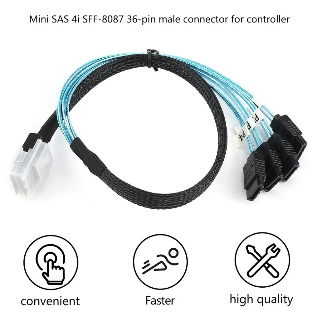 Mini SAS 4i SFF 8087 36P 36 Pin Male to 4 SATA 7 Splitter Кабель Адаптер 0 5 м разъем поддержка 10