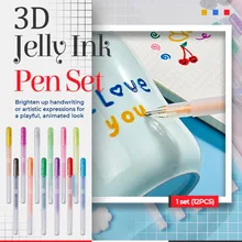 3D Cute Highlighter Pen 12 Colors Three-dimensional  DIY Graffiti Gel Painting Pen Set  Kawaii  Korea Stationery  Art Supplies