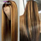 #427 Выделите Синтетические волосы на кружеве al парик 30 дюймов бразильские Цветной прямые Синтетические волосы на кружеве человеческих волос парики 13x4 передние парики для чернокожих Для женщин