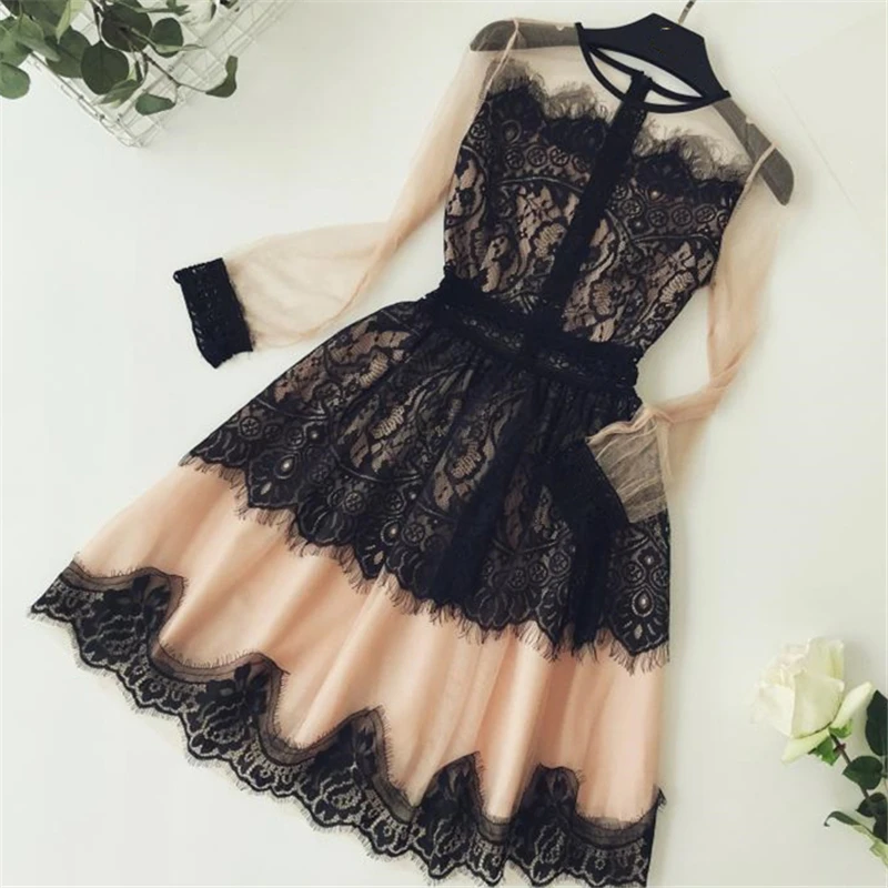 Вечерние платья женские милые тонкие до середины икры трапециевидной формы 2019